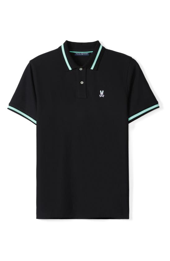 Psycho Bunny Irving Tipped Piqué Polo In Black