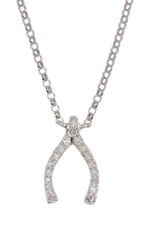 Diamond Wishbone Pendant Necklace