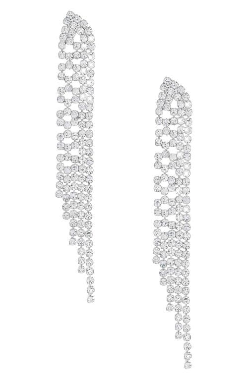 Ettika Champagne Nights Crystal Fringe Drop Earrings in Silver