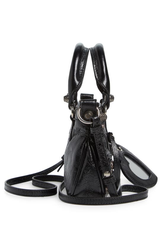 Shop Balenciaga Mini Neo Cagole Metallic Leather Tote In Black