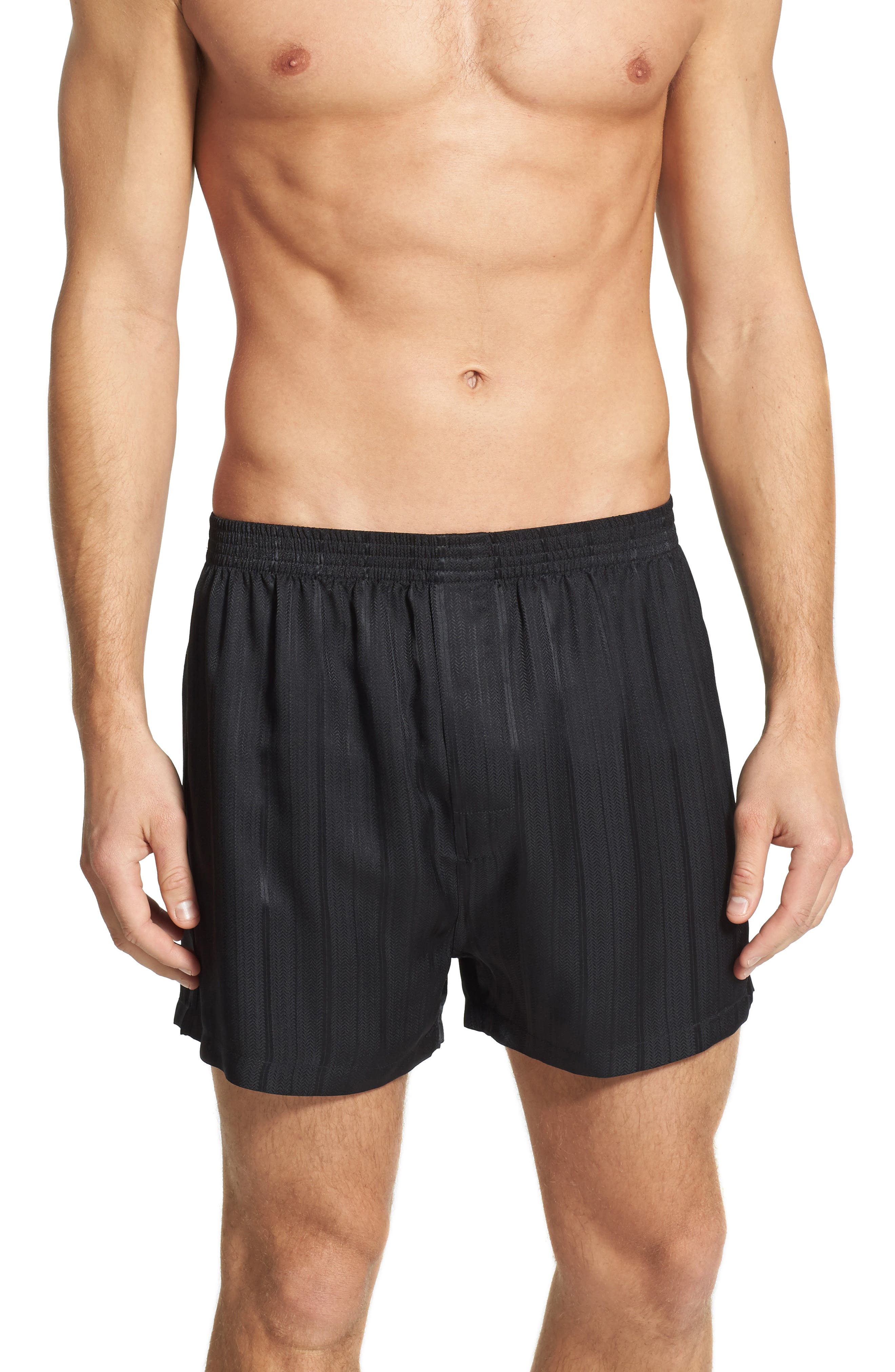 Majestic International Herringbone Stripe Silk Boxer Shorts Nordstrom