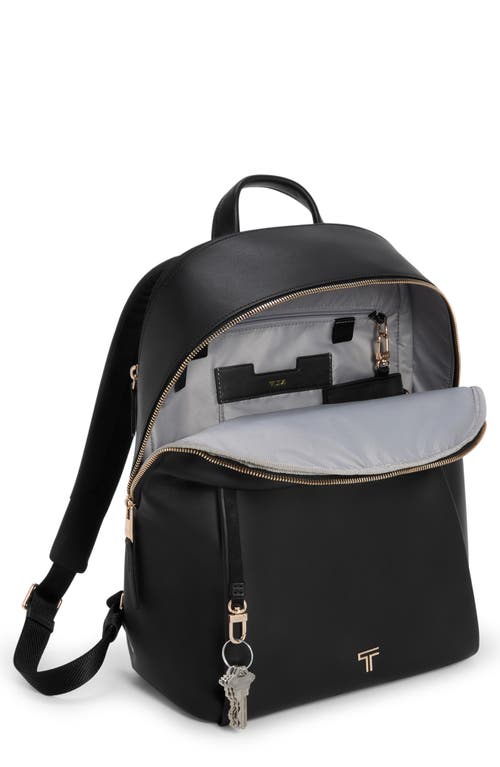 Tumi Holland Leather Backpack In Black/light Gold