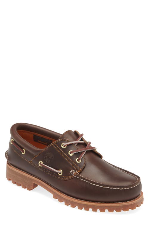 Timberland Authentic 3-Eye Lug Boat Shoe in Brown at Nordstrom, Size 7