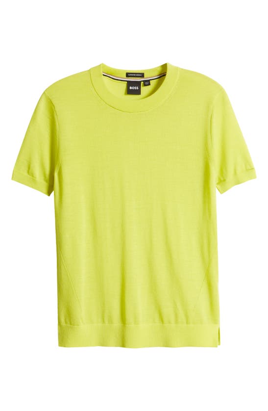 Shop Hugo Boss Falyssiasi Wool T-shirt Sweater In Tennis Yellow