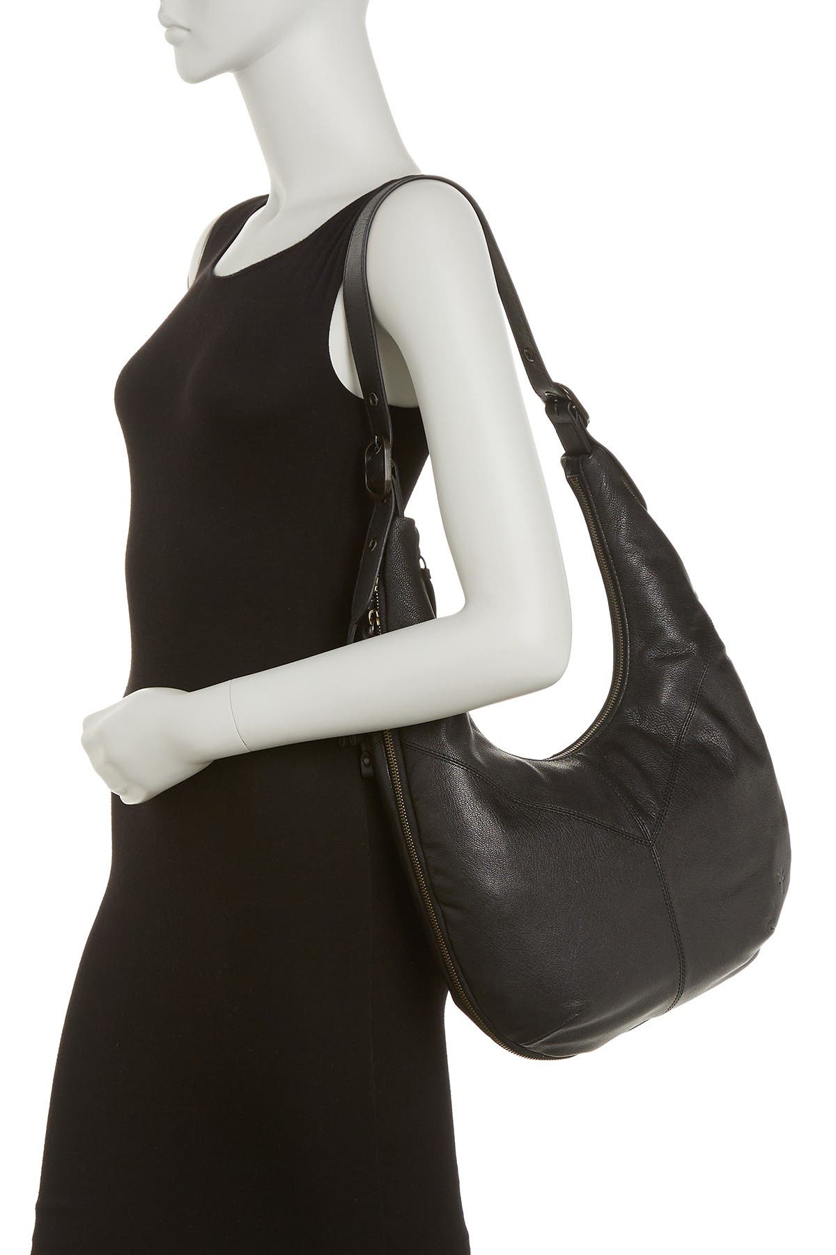 Frye Gina Leather Hobo Bag In Black
