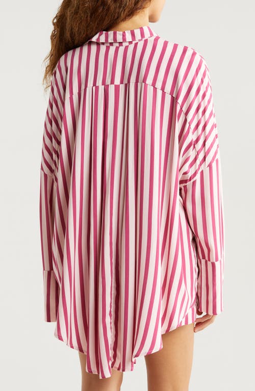 Shop Papinelle Anniversary Stripe Long Sleeve & Short Pajamas In Mulberry/pink Stripe