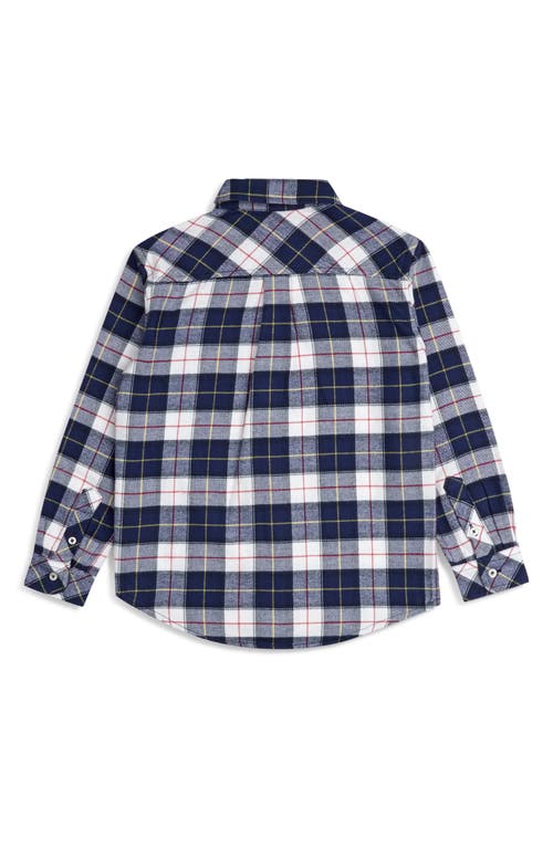 Brooks Brothers Boys Brushed Cotton Plaid Flannel Sport Shirt In Blue Royal