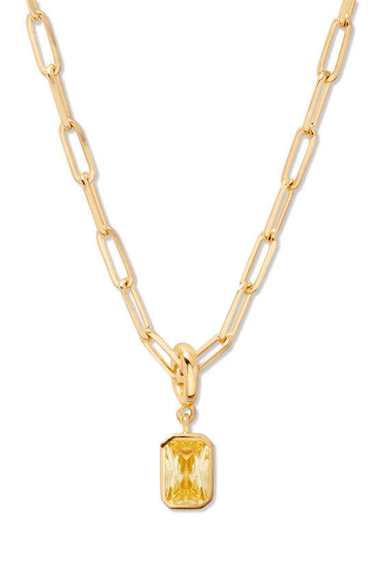 Shop Brook & York Brook And York Mackenzie Birthstone Paper Clip Chain Pendant Necklace In Gold - November