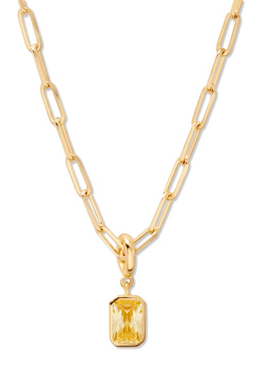 Mackenzie Birthstone Paper Clip Chain Pendant Necklace in Gold - November