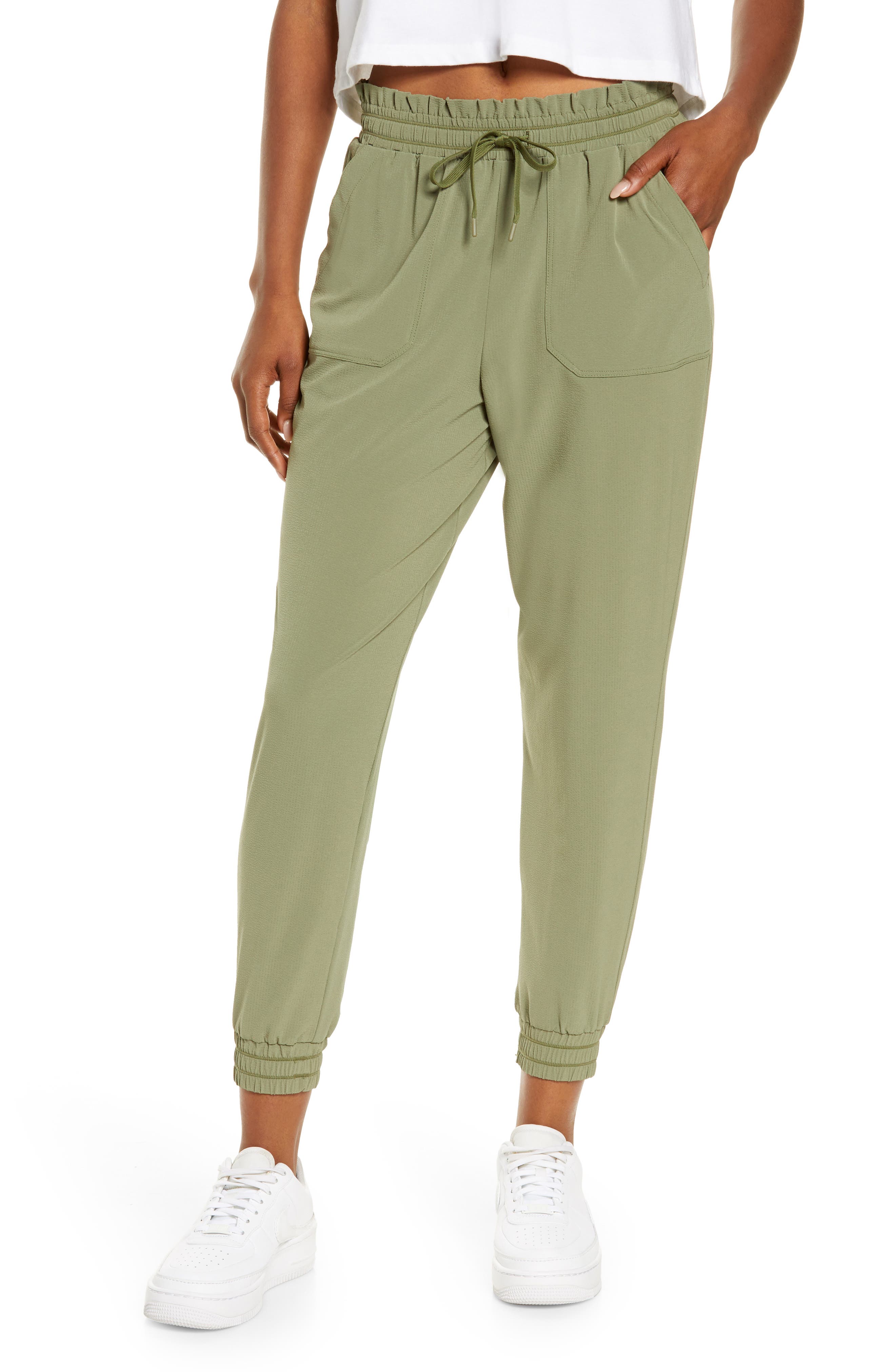 Zella Explore High Waist Joggers In Olive Branch