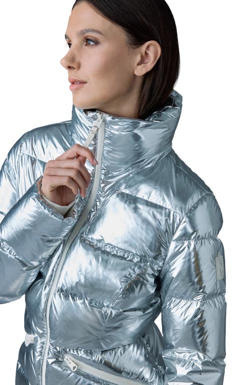 Mackage Madalyn Metallic Down Puffer Jacket With Hood In Silver