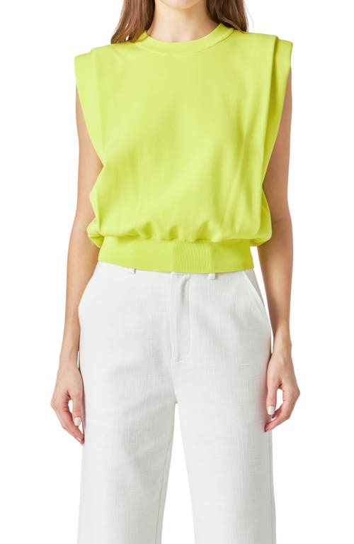 Endless Rose Power Shoulder Sleeveless Blouson Top In Neon Yellow