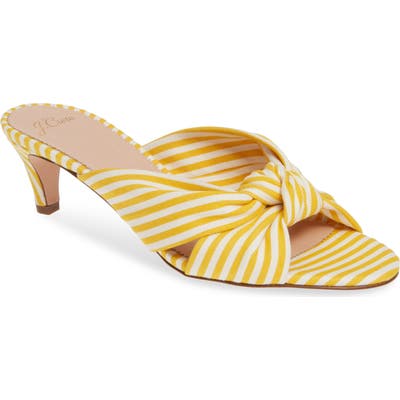 J.crew Stripe Knotted Kitten Heel Sandal- Yellow