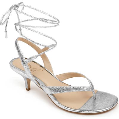 Jewel Badgley Mischka Nolin Lace-Up Sandal, Metallic