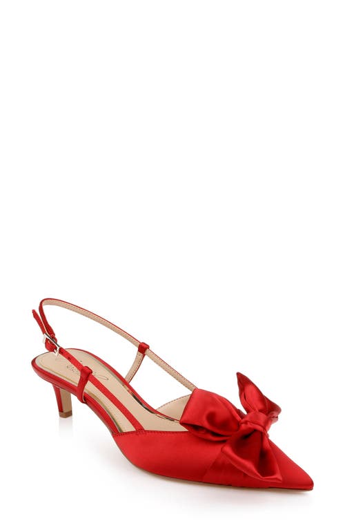 Jewel Badgley Mischka Shoshana Pointed Toe Slingback Pump in Red Satin 