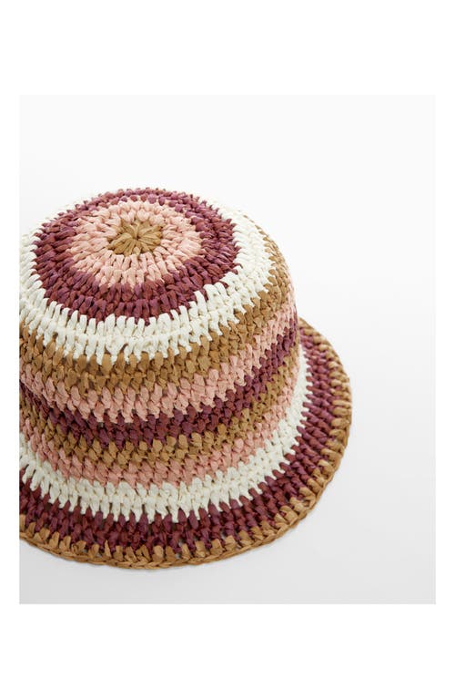 Shop Mango Stripe Woven Straw Bucket Hat In Brown