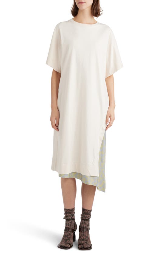 Shop Dries Van Noten Oversize Asymmetric T-shirt Dress In Ecru