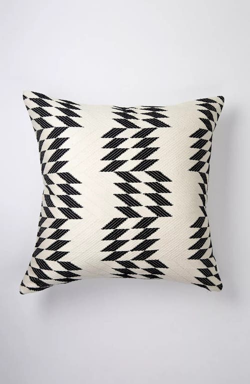 ARCHIVE NEW YORK ARCHIVE NEW YORK ALMOLONGA BLACK AND IVORY HANDWOVEN BROCADE COTTON SQUARE QUILT PILLOW