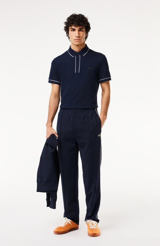 Shop Lacoste Regular Fit Tipped Piqué Polo In 166 Marine