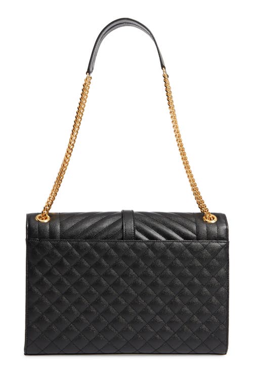 Shop Saint Laurent Large Envelope Calfskin Shoulder Bag In Nero/nero/nero