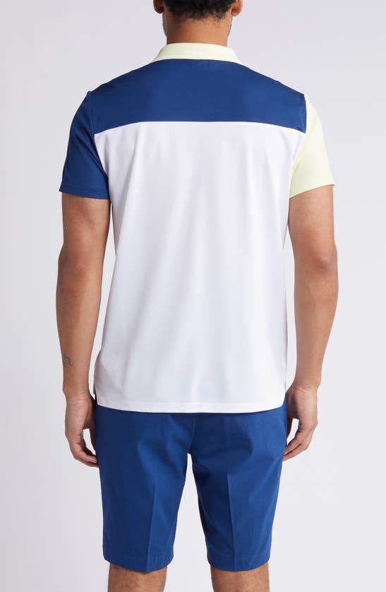 Shop J. Lindeberg Cliff Regular Fit Colorblock Performance Golf Polo In White