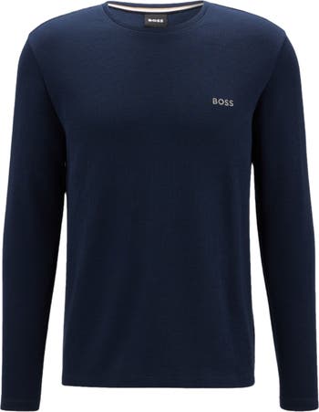 BOSS - Slim-fit long-sleeved T-shirt in waffle cotton