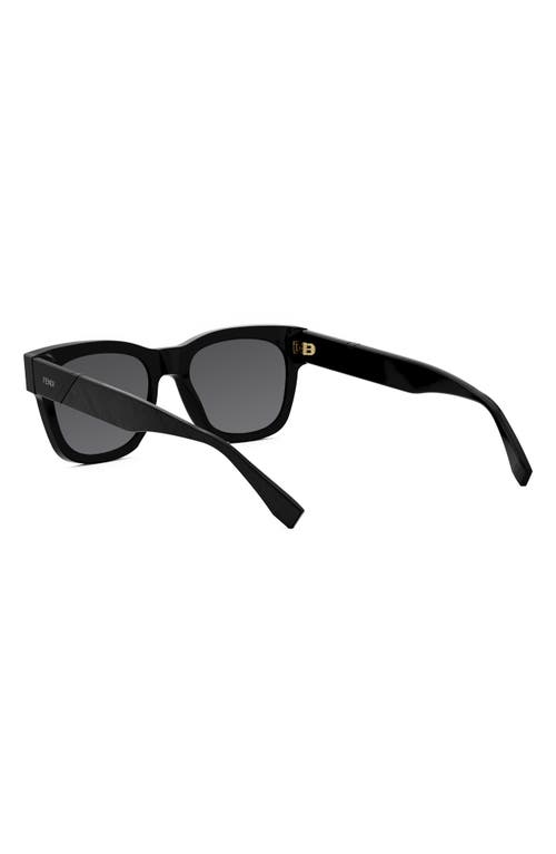 Shop Fendi ' Diagonal 51mm Square Sunglasses In Shiny Black/smoke