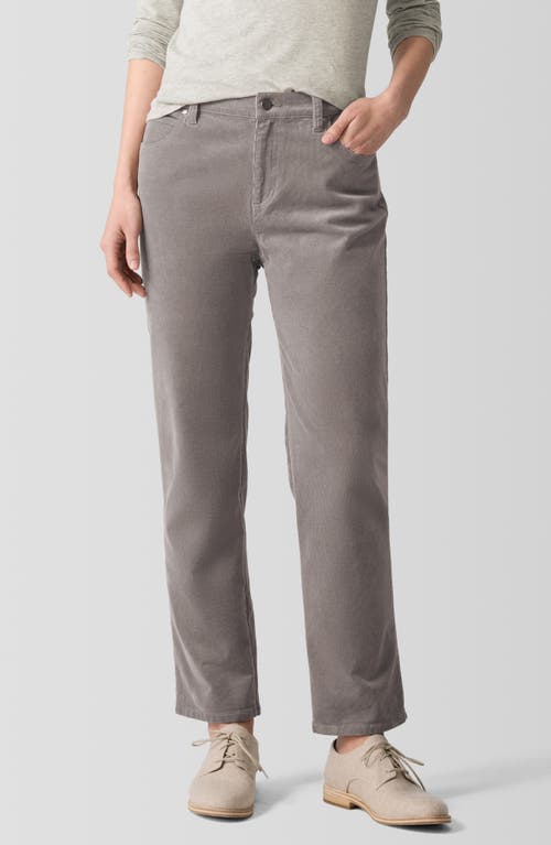 Shop Eileen Fisher High Waist Ankle Straight Leg Corduroy Pants In Taupe