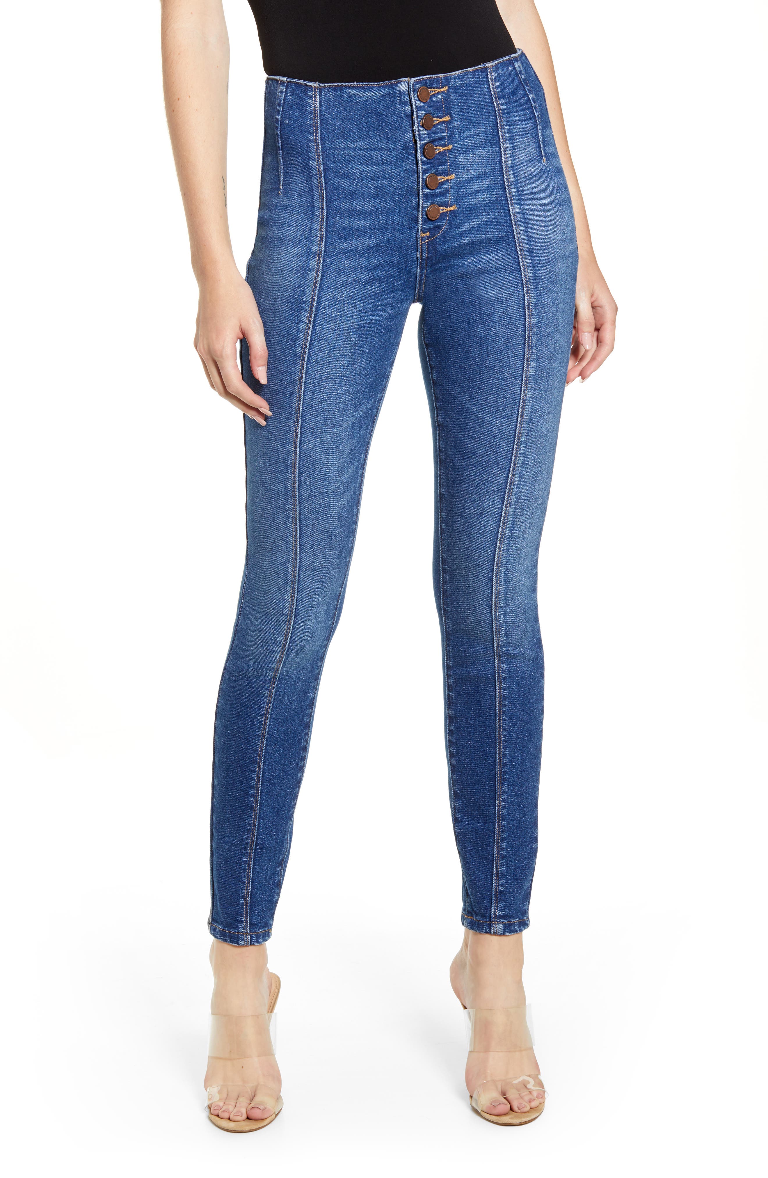 BLANKNYC The Great Jones Seam Detail Skinny Jeans (Radio Silence 