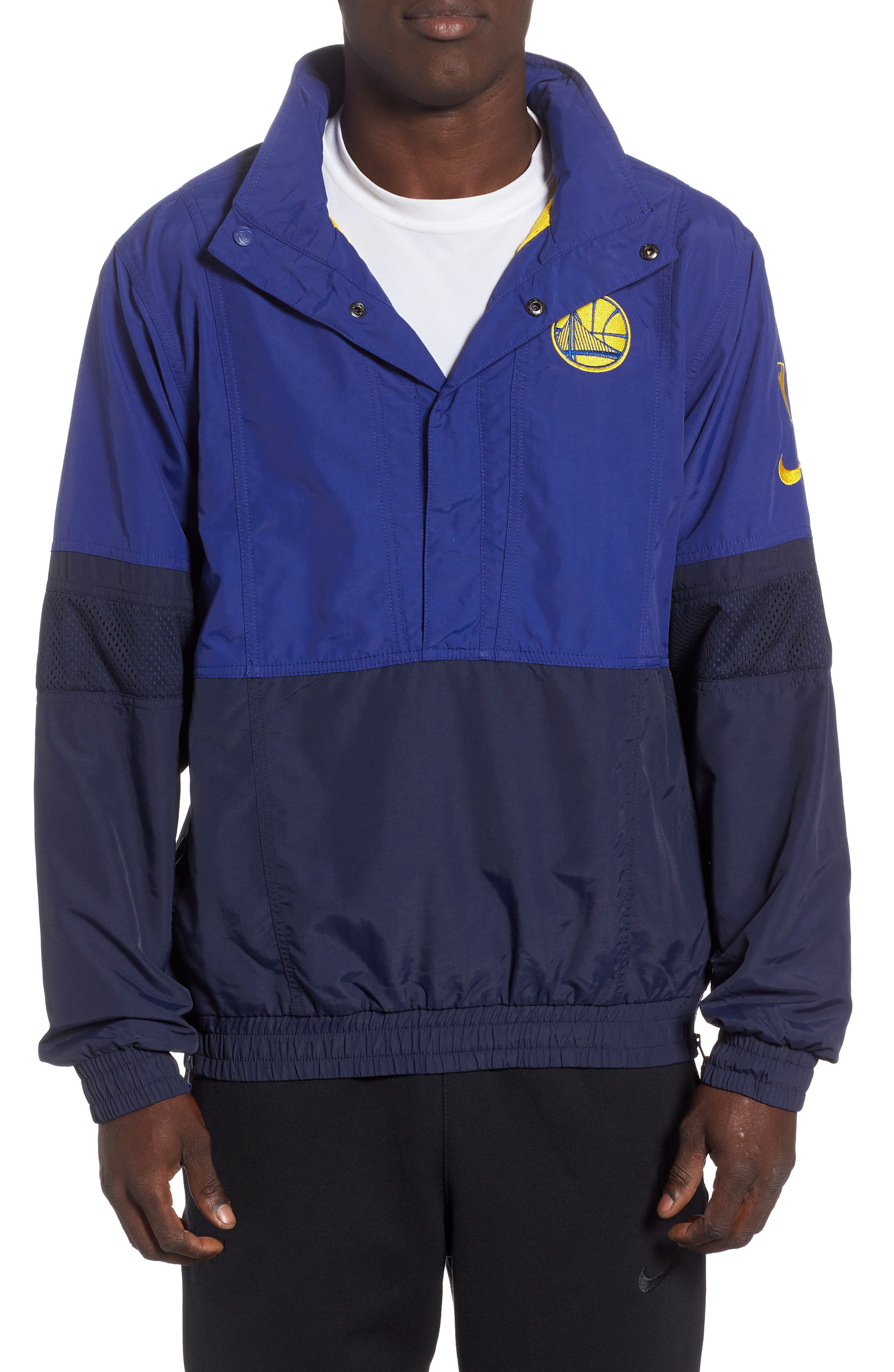 warriors nike warm up jacket