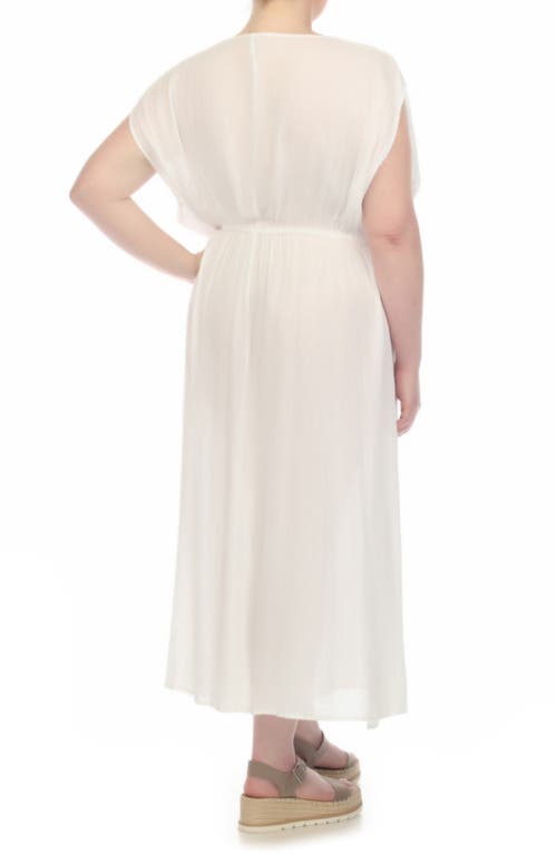 Boho Me Metallic Stripe Cover-up Maxi Dress In White/silver