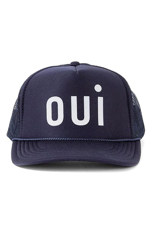 Clare V Oui Trucker Hat In Navy W/cream Oui