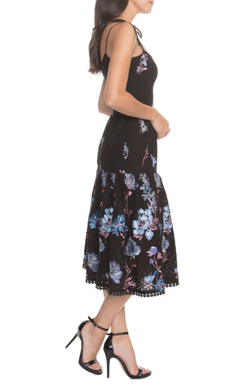 Shop Dress The Population Abbie Floral Embroidered Eyelet Sundress In Black/pink Floral