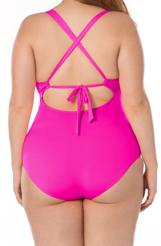 Shop Becca Lace-up One-piece Swimsuit In Vivid Pink