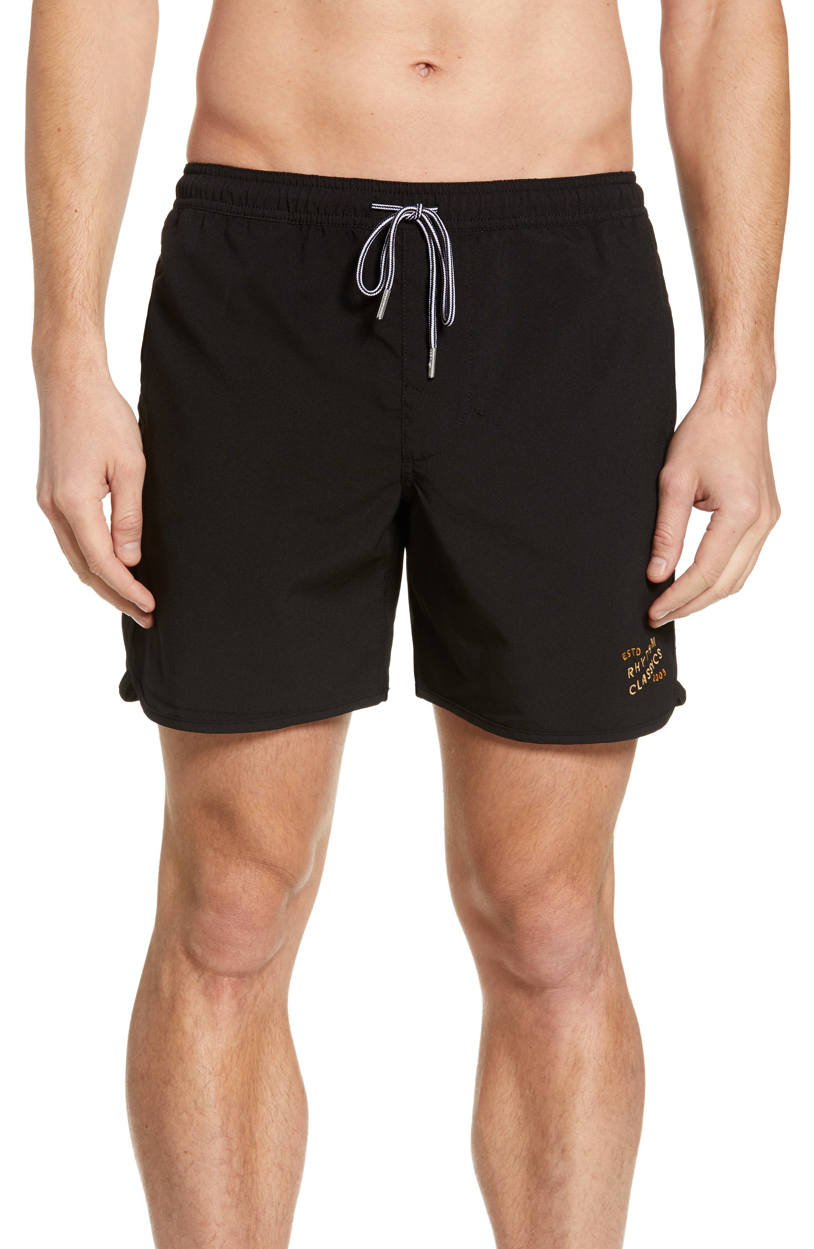 Howme Mens Embroidered Cozy Elastic Waist Drawstring Board Shorts