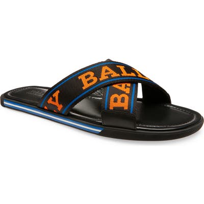 Bally Bonks Logo Slide Sandal, Black