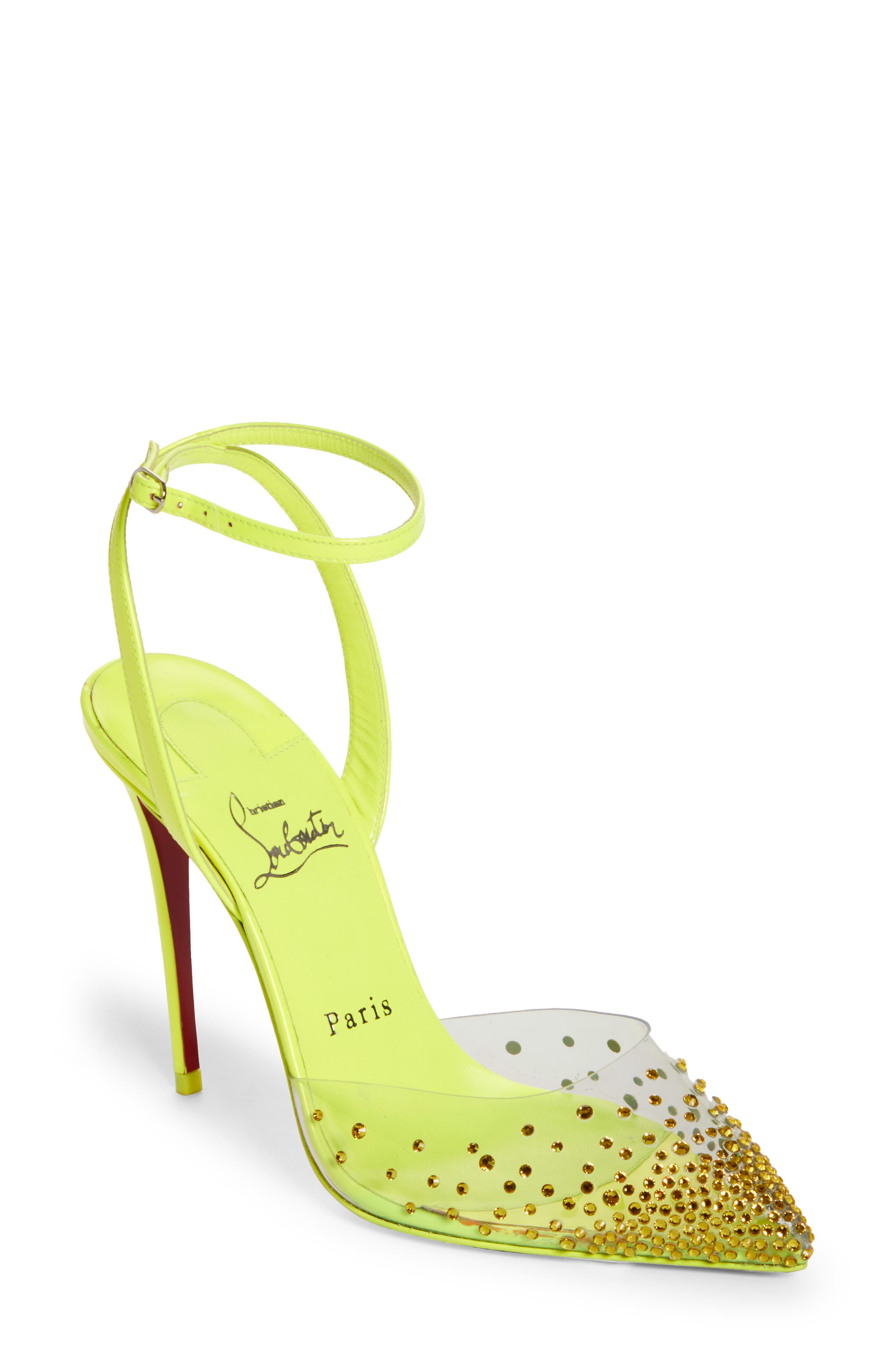 Spikaqueen 100 Embellished Pumps in Yellow - Christian Louboutin