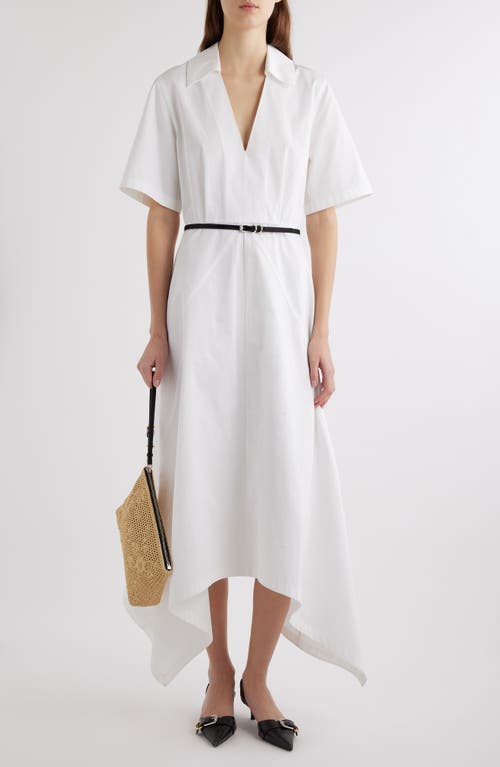 Givenchy Voyou Belted Cotton Poplin Midi Dress In White