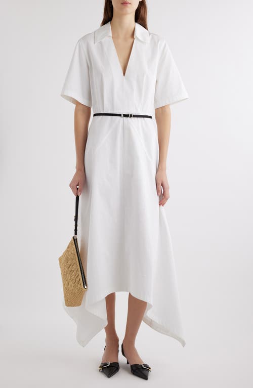 Shop Givenchy Voyou Belted Cotton Poplin Midi Dress In White