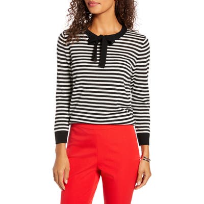 1901 Tipped Tie Neck Wool Blend Sweater