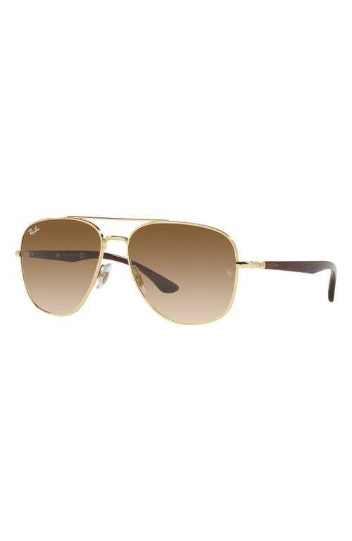 Ray Ban Ray-ban 56mm Gradient Square Sunglasses In Arista/clear Gradient Brown