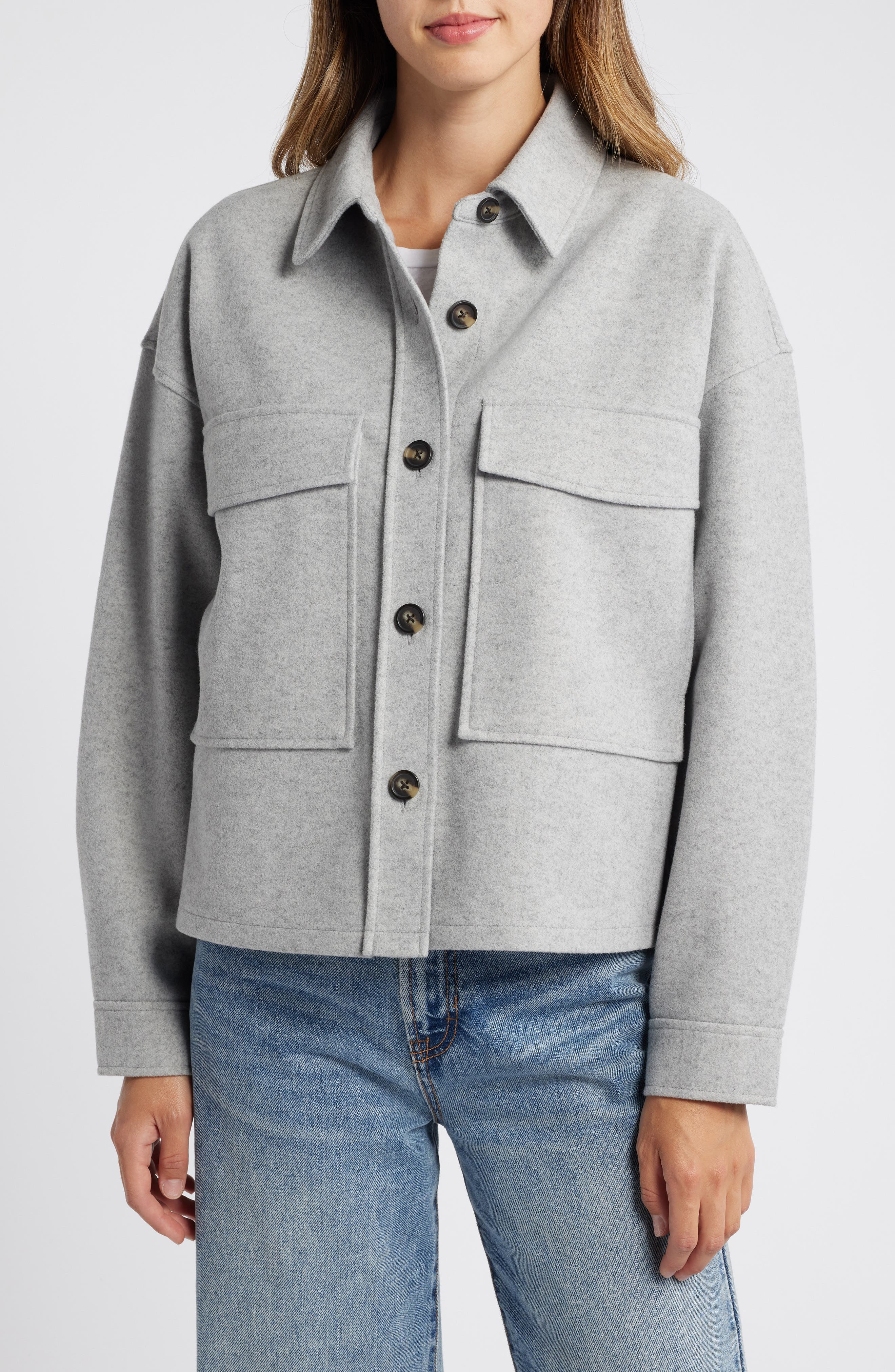 beachlunchlounge Double Face Crop Jacket in Grey Heather 
