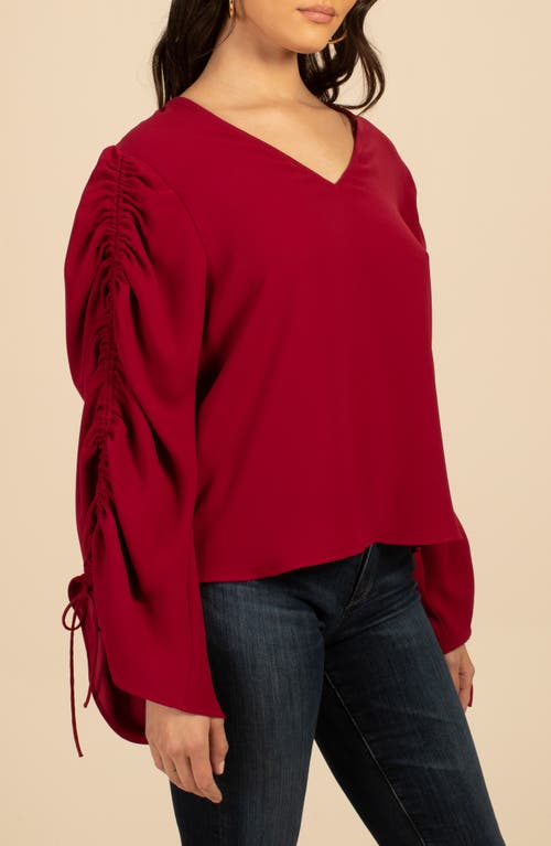 Trina Turk Veda Ruched Tie Sleeve Top In Sumac