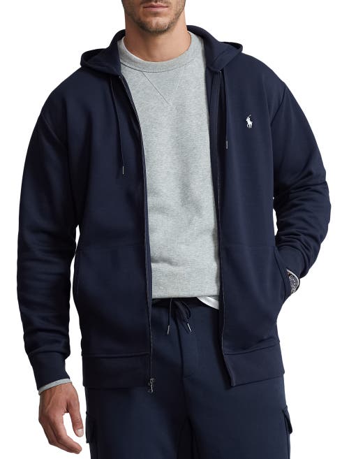 Shop Polo Ralph Lauren Double-knit Full-zip Hoodie In Aviator Navy