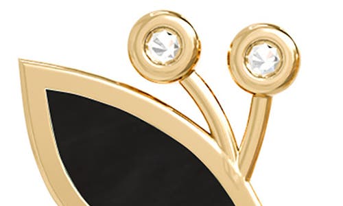 Gabi Rielle Effortless Staples Inlay Wings Stud Earrings In Gold/onyx