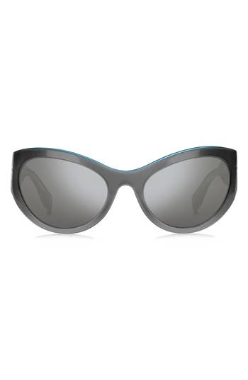 Marc Jacobs 61mm Wrap Cat Eye Sunglasses In Silver/silver Mirror