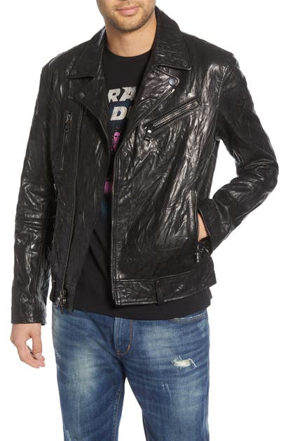 Click to view more detailed imagery on our partner's website John Varvatos Regular Fit Lambskin Leather Biker Jacket In Black