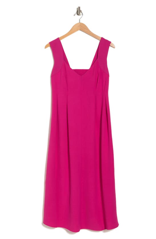Shop Connected Apparel Smocked Back Dress In Bright Fuchsia