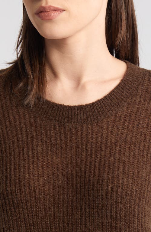 Shop Madewell Ribbed Crewneck Sweater In Heather Cocoa