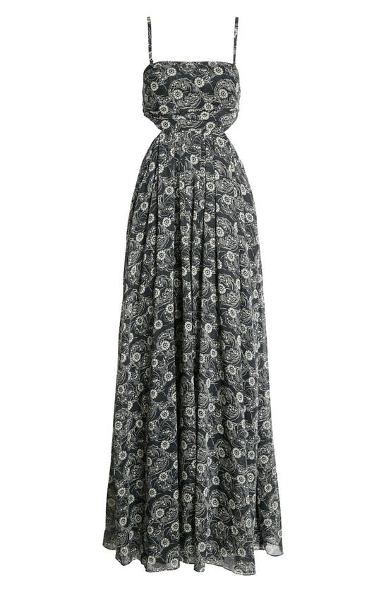 Shop Rebecca Taylor Monarch Fleur Cutout Maxi Dress In Monarch Fleur Black Combo